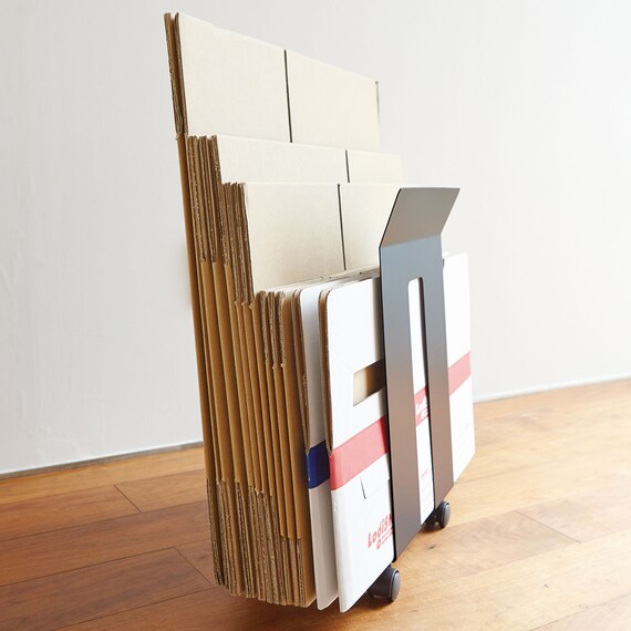 ダンボール・紙袋ストッカー(DSKSキャスター付 BK) 3枚目画像