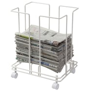 新聞・雑誌ストッカー(そのまま結束できるキャスター付 WH)