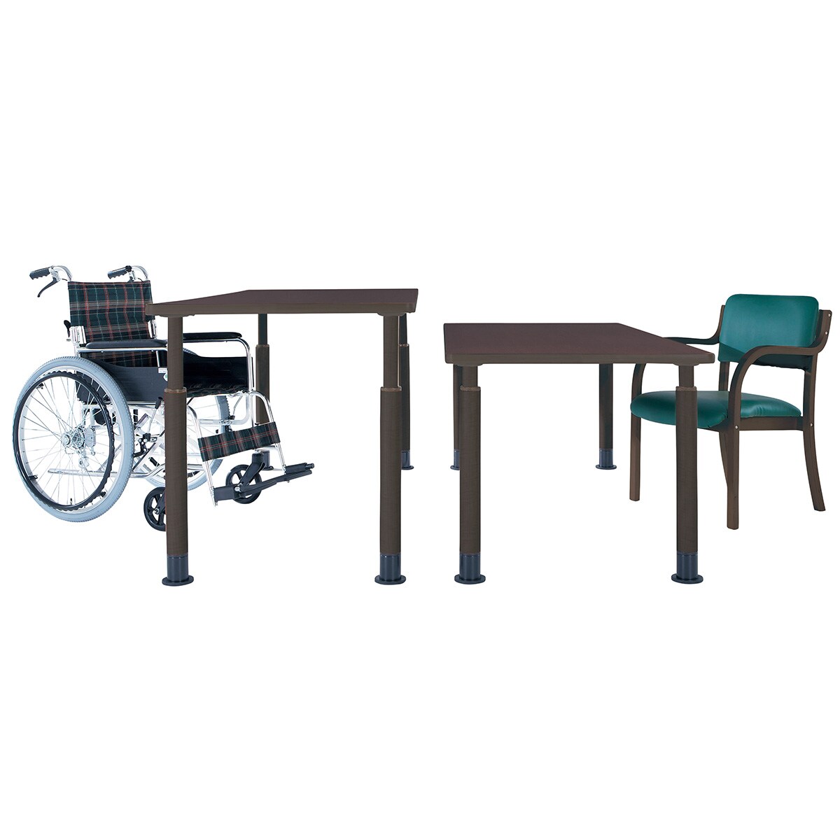 福祉テーブル(NT-FPS2C-T 1212K DBR ラチェット昇降脚/2個キャスター