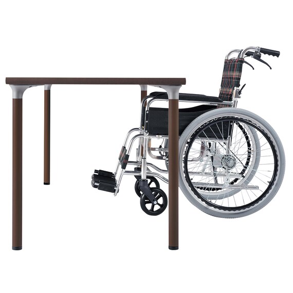 福祉テーブル(NT-FMD 9090K DBR 高さ固定脚/車椅子対応アジャスター) 3枚目画像