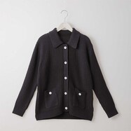 襟付き片畦編みニットカーディガン　(89002)