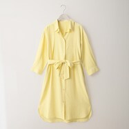 【N+商品】麻混ベルト付きシャツワンピース　(49006)
