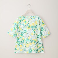 【N+商品】綿スラブレトロフラワー５分袖Ｔシャツ　Sサイズ　(69029)