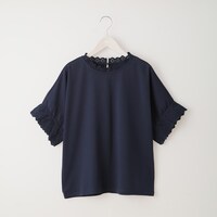 【N+商品】接触冷感襟袖レースプルオーバー　Lサイズ　(69043)