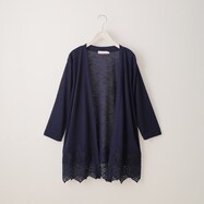 ＵＶカット加工裾レースニットカーディガン　(89018)