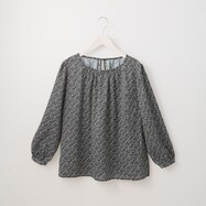 変形ヘリンボーンモノトーンプリントブラウス　(50010)