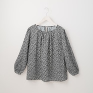 変形ヘリンボーンモノトーンプリントブラウス (50010)