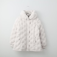 ボリューム襟ドット圧着中綿ショートコート (01001)