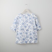 綿スラブ更紗柄５分袖Ｔシャツ　(61003)
