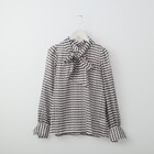 ラメ糸幾何柄ボウタイブラウス (51005) 1枚目画像