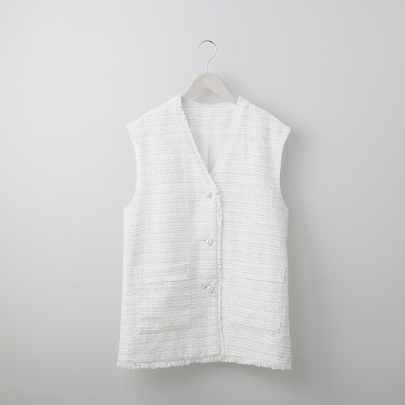 パール調ボタンツイードジレ (11008) 1枚目画像