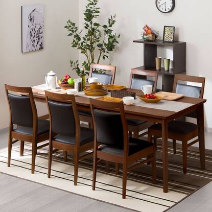 ダイニングテーブル7点セット(ロレイン5H 180MBR/ロレイン3MBR)通販  