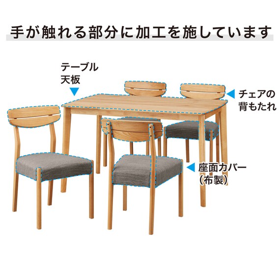 ダイニングテーブル3点セット(DTアルナスDF80LBR/ダイニングチェア 