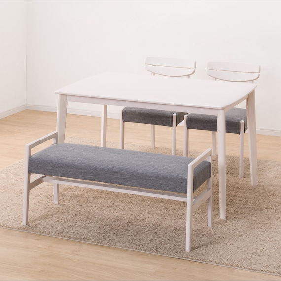 ダイニングテーブル4点セット(DTアルナスDF120WW/ダイニングチェアアルナス/ベンチアルナスGY) 6枚目画像