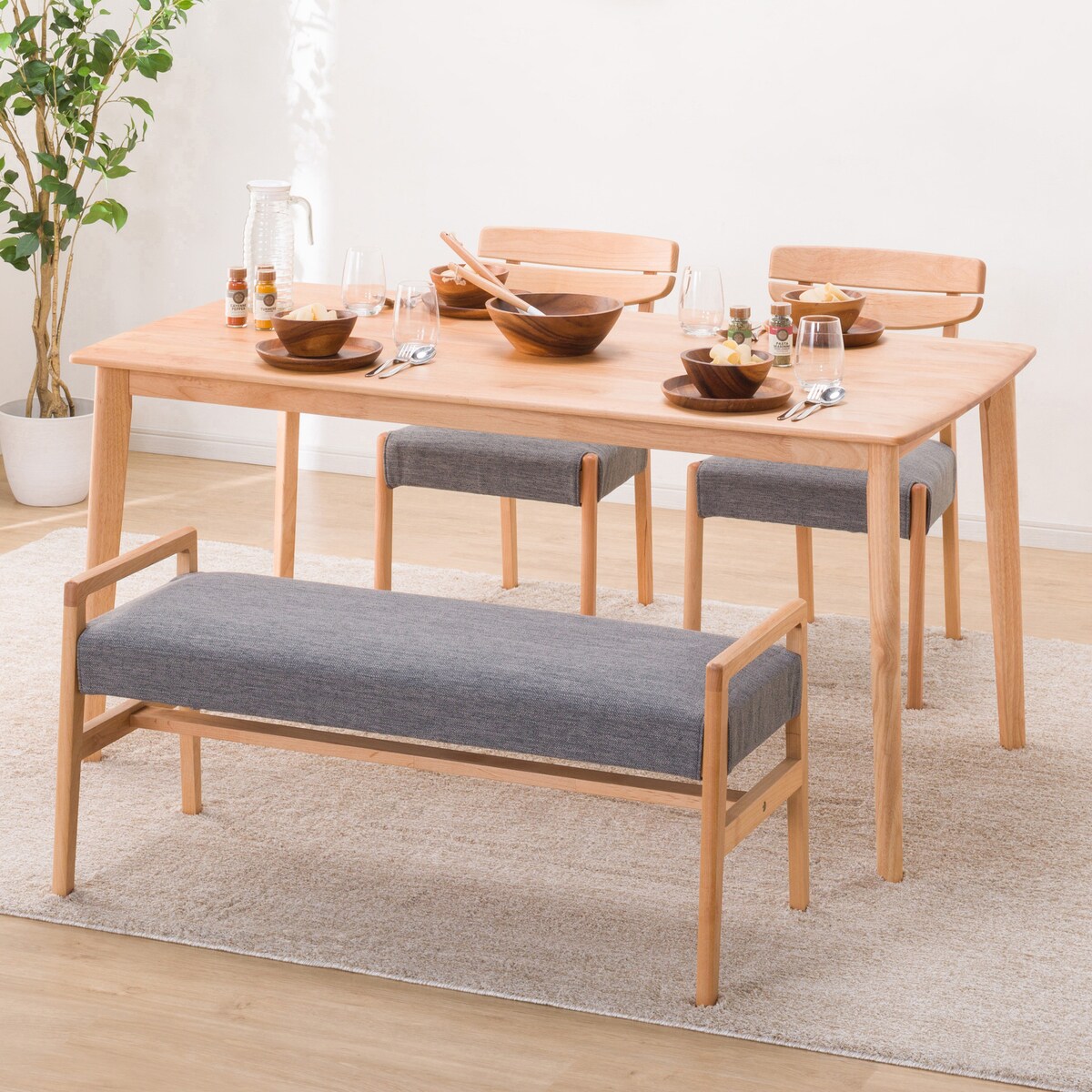 ダイニングテーブル4点セット(DTアルナスDF150LBR/ダイニングチェア