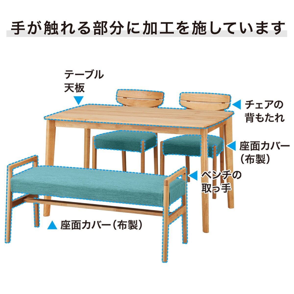 ダイニングテーブル5点セット(DTアルナスDF180LBR/ダイニングチェア