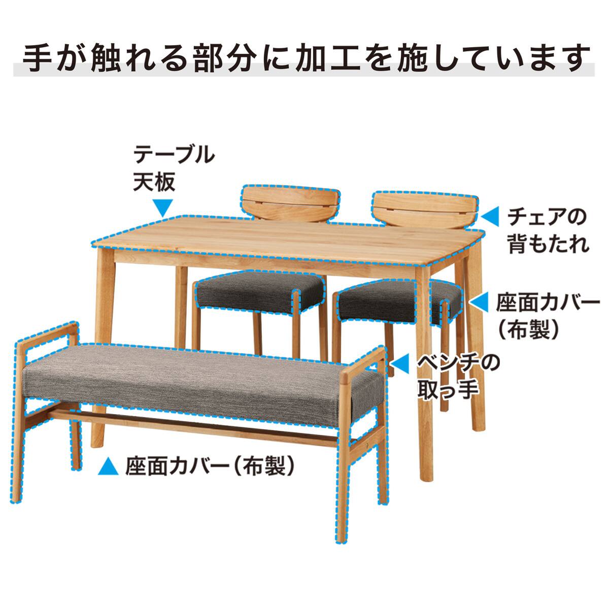 ダイニングテーブル5点セット(DTアルナスDF180LBR/ダイニングチェア