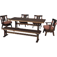 リビングダイニングテーブル6点セット(DTヤマト200/DCヤマト両肘回転/背無しヤマトベンチ)