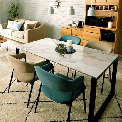 ダイニングテーブル5点セット(DTセーラル150 CHN WH/イジー2 BE/イジー  