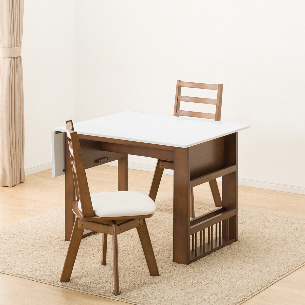 伸長式ダイニングテーブル3点セット(DTロピア2WH MBR/DCロピア2