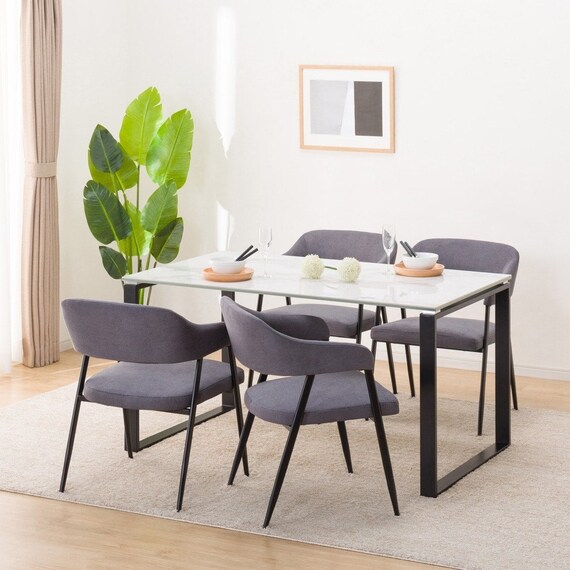 ダイニングテーブル5点セット(DTセーラル135 WH/DCイジー2 GY) 1枚目画像