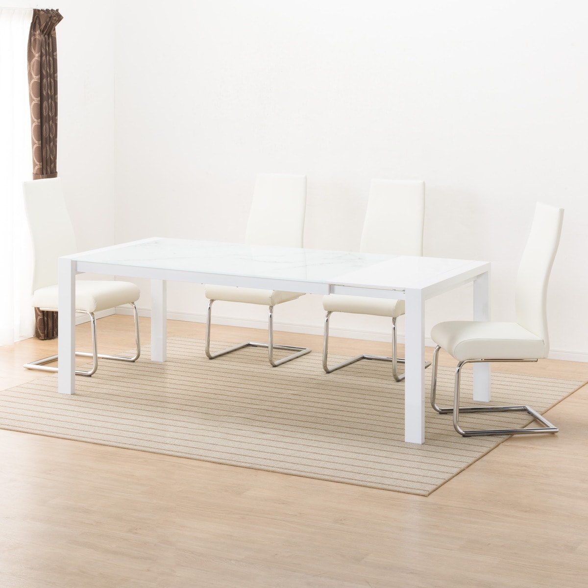 伸長式ダイニングテーブル5点セット(DT160/200 ES01 WH/DC Nシールド