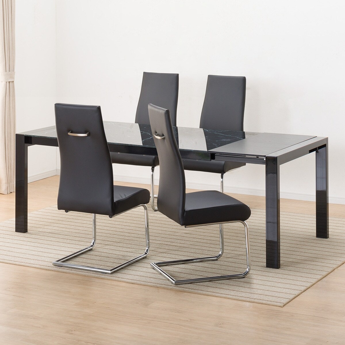 伸長式ダイニングテーブル5点セット(DT160/200 ES01 BK/DC N