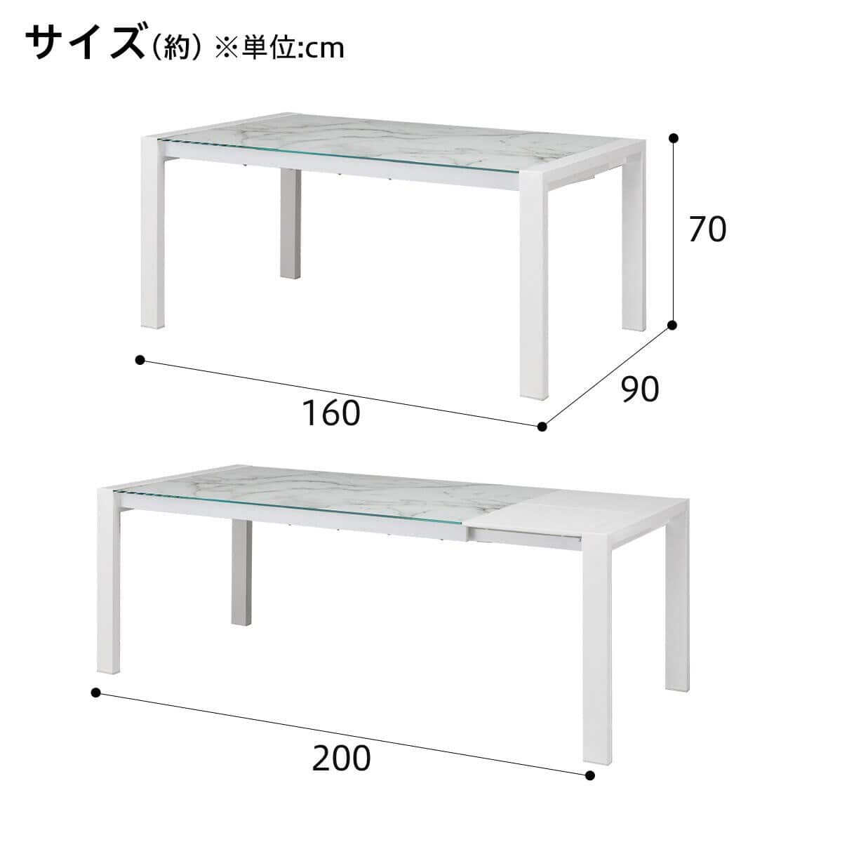 伸長式ダイニングテーブル5点セット(DT160/200 ES01 BK/DC Nシールド