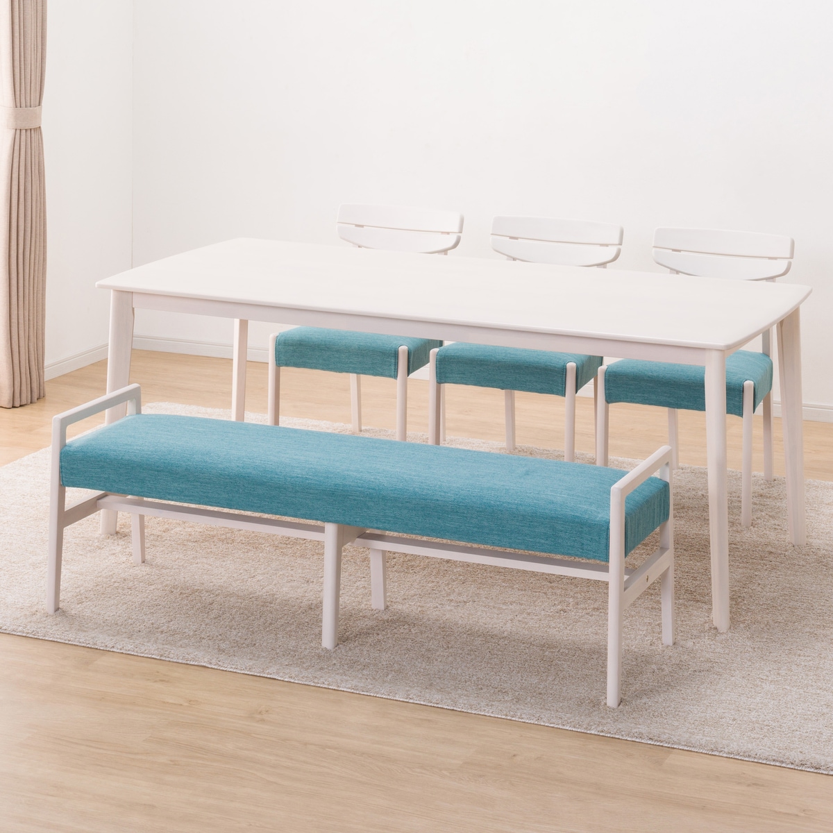 ニトリ　アルナス　ダイニングセット　テーブル　チェア　ベンチ ニトリ 幅135 ダイニングテーブル4点セット（DTアルナスDF135LBR