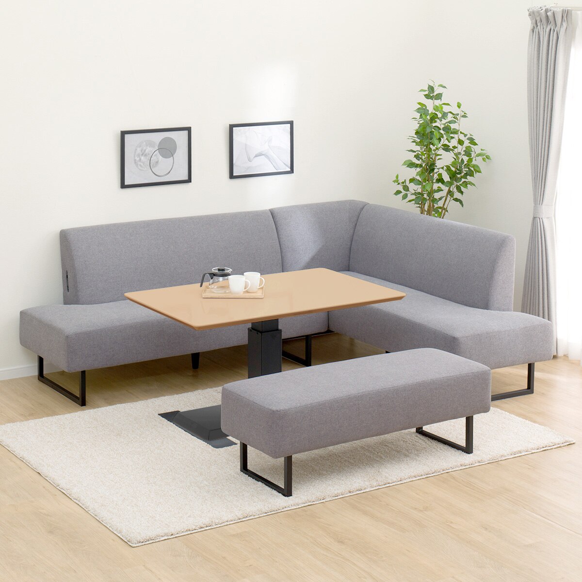 リビングダイニングセット4点セット(LC004 120 LB/左コーナーソファ