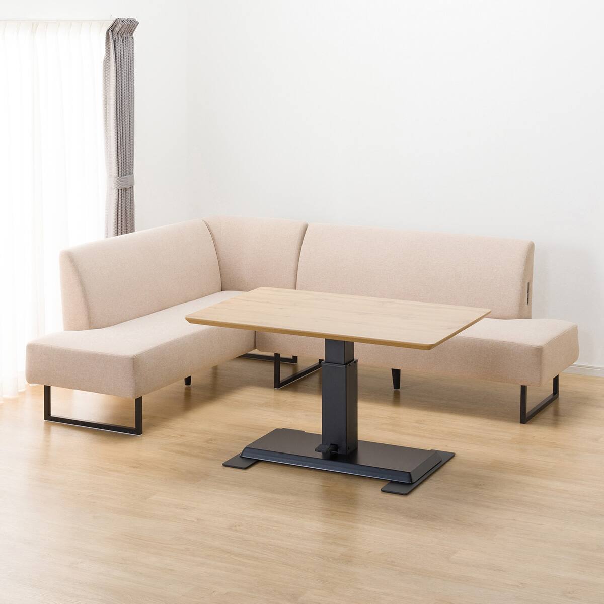 リビングダイニングテーブル3点セット(LC-004 120 LBR/右コーナー