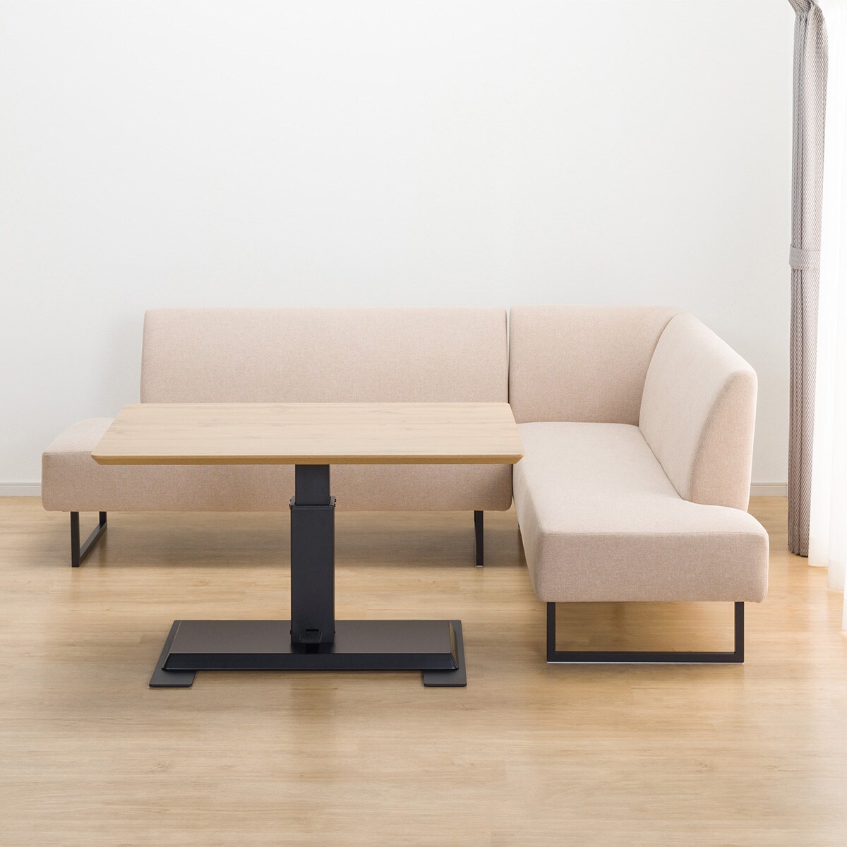 リビングダイニングテーブル3点セット(LC-004 120 LBR/左コーナー