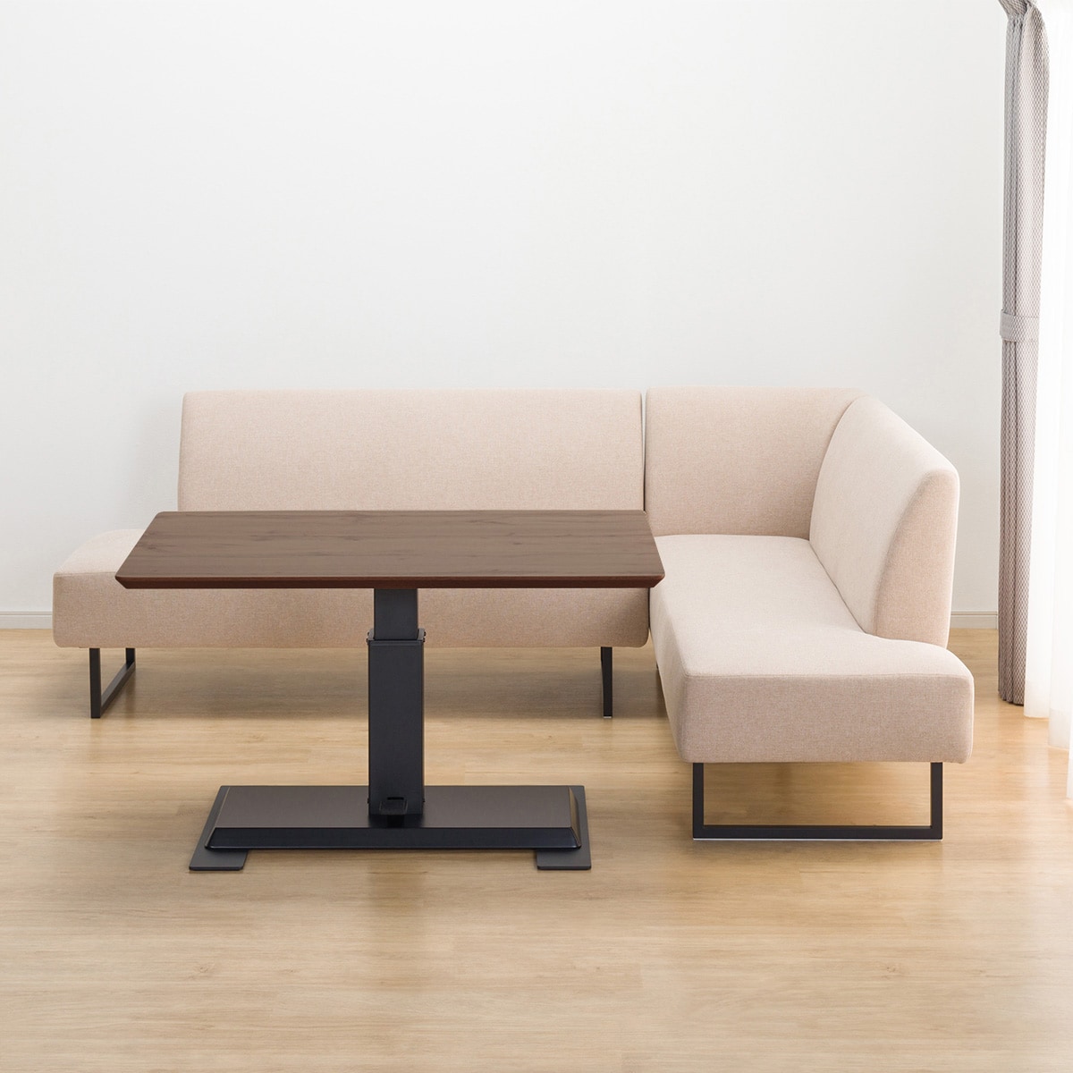 リビングダイニングテーブル3点セット(LC-004 120 MBR/左コーナー