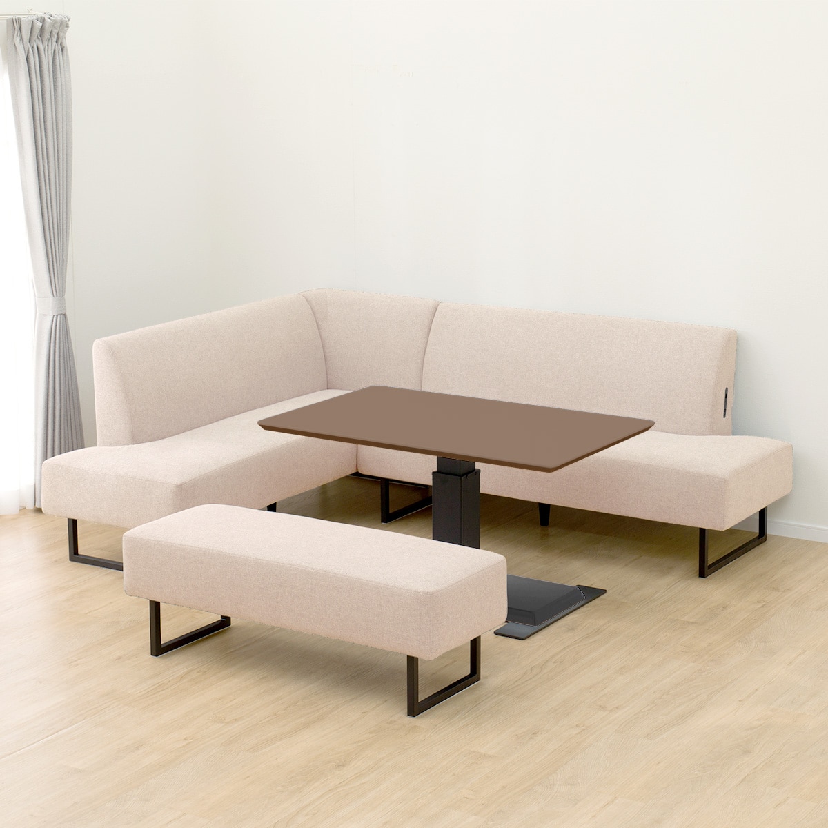 コーナーソファ　ダイニングソファ　ニトリ　Nシールド ニトリ 傷・汚れに強いファブリックリビングダイニング3点セット