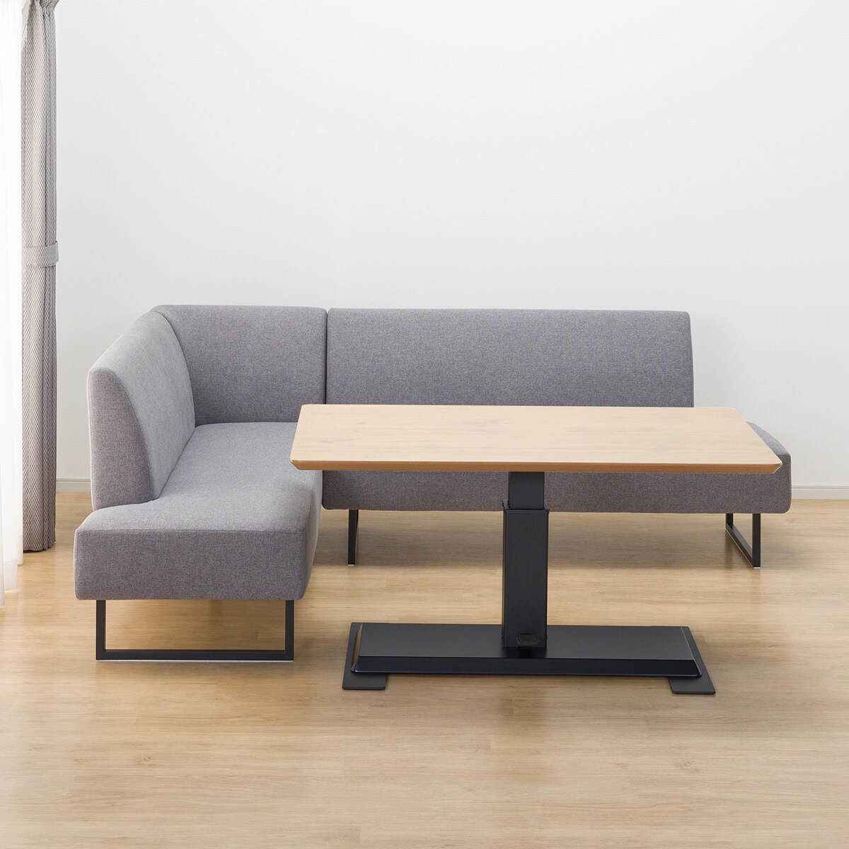 リビングダイニングテーブル3点セット(LC-004 135 LBR/右コーナー