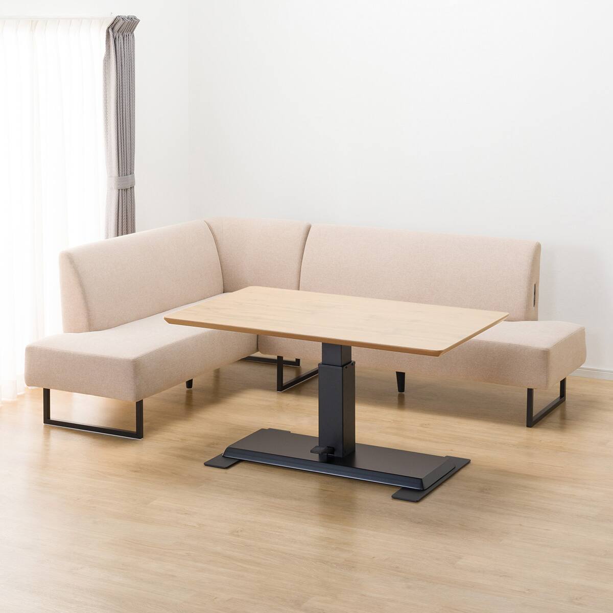 リビングダイニングテーブル3点セット(LC-004 135 LBR/右コーナー