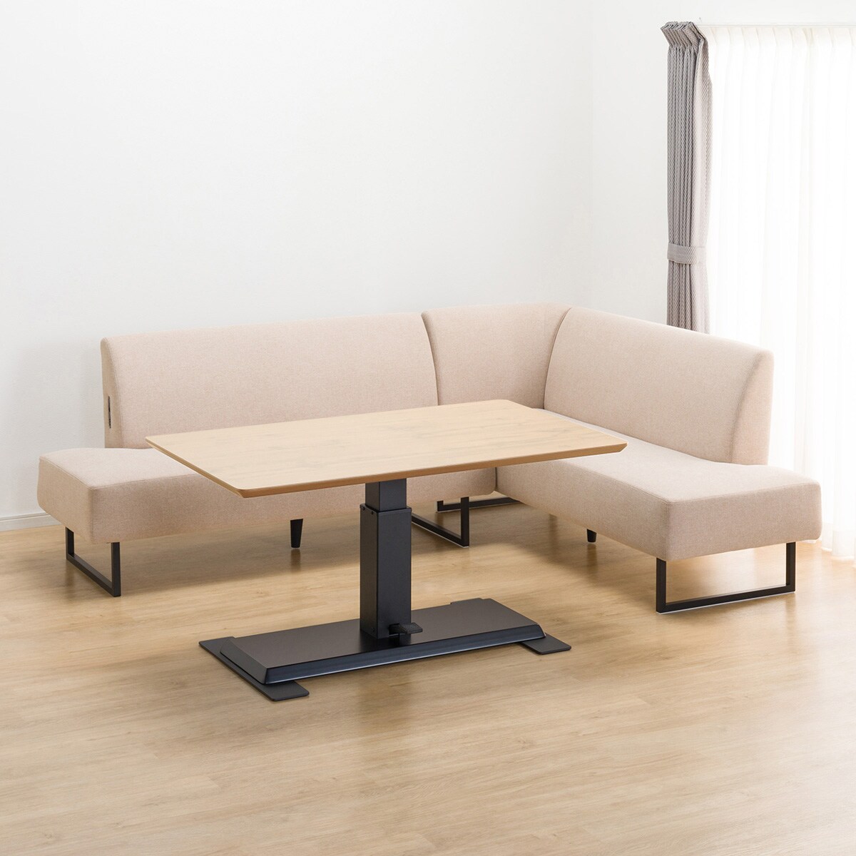 リビングダイニングテーブル3点セット(LC-004 135 LBR/左コーナー