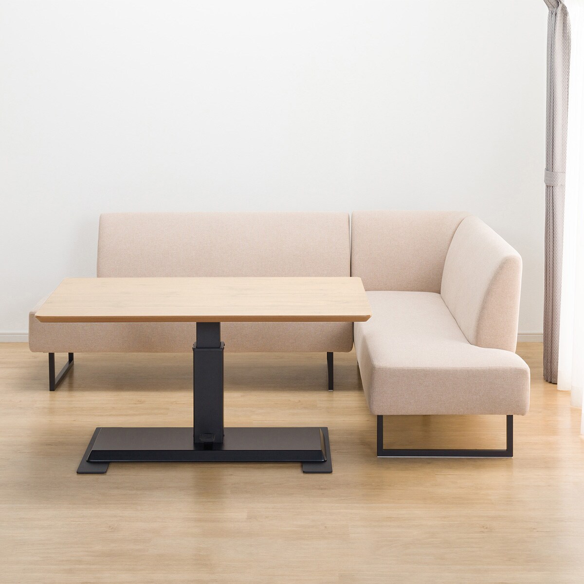 リビングダイニングテーブル3点セット(LC-004 135 LBR/左コーナー