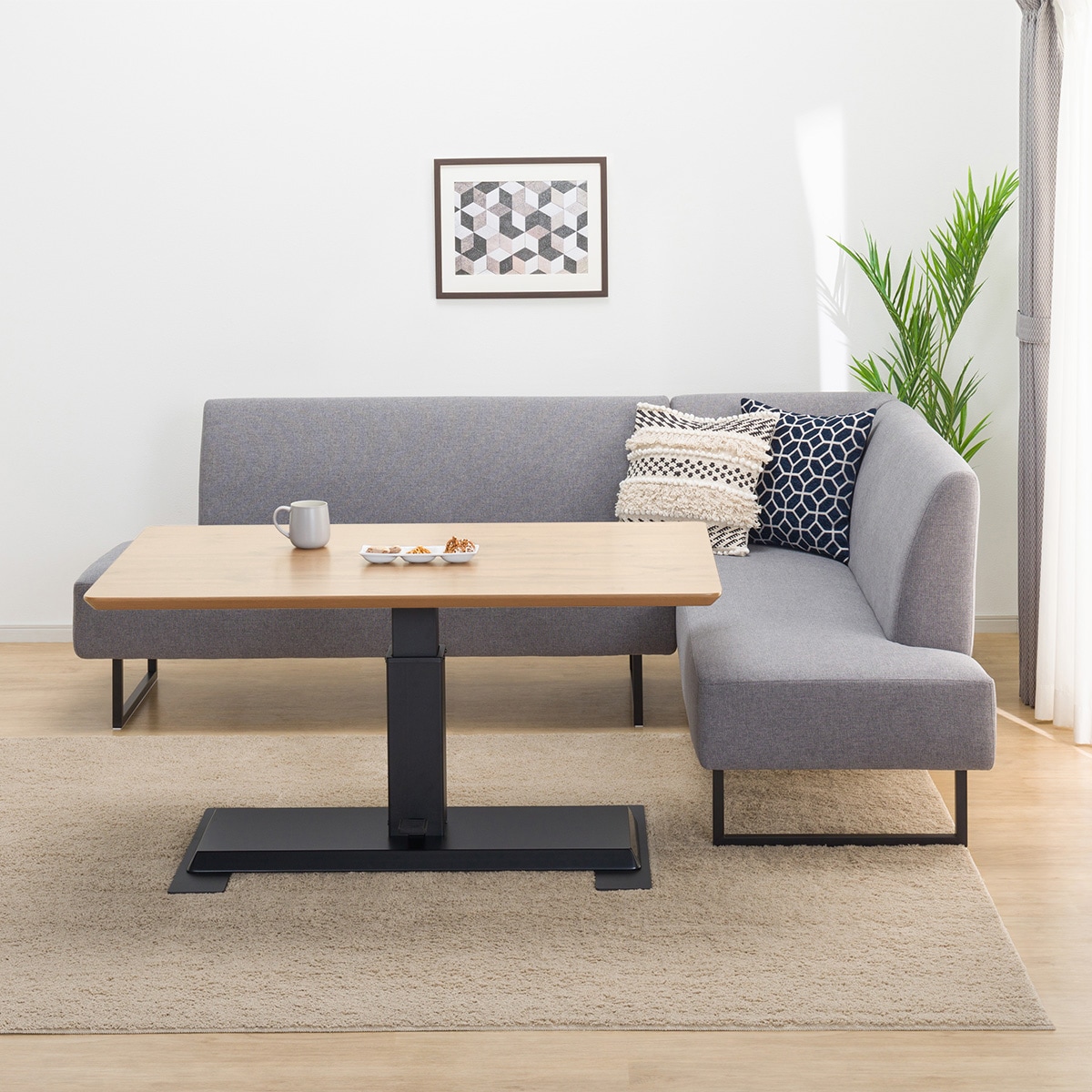 傷・汚れに強いファブリックタイプ リビングダイニングテーブル3点