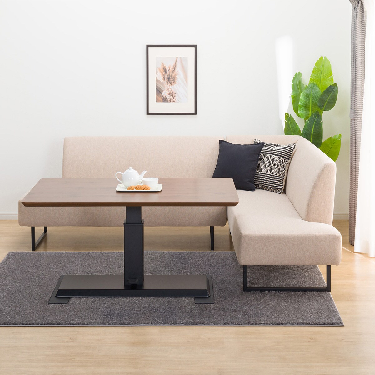 傷・汚れに強いファブリックタイプ リビングダイニングテーブル3点