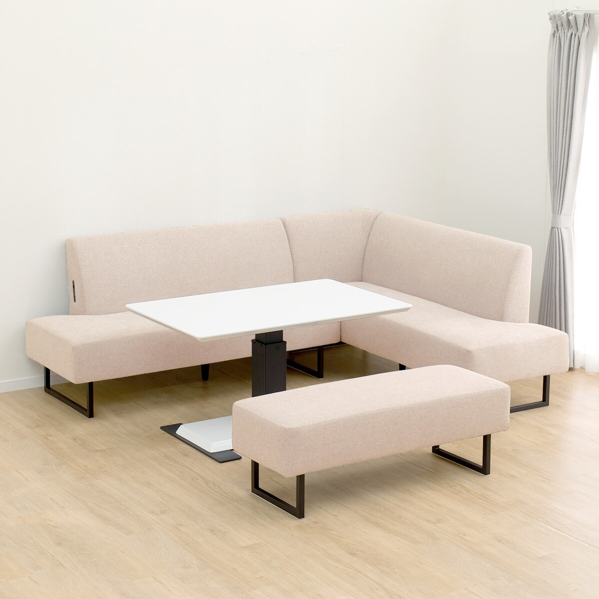 リビングダイニングセット4点セット(LC004 120 WH/左コーナー