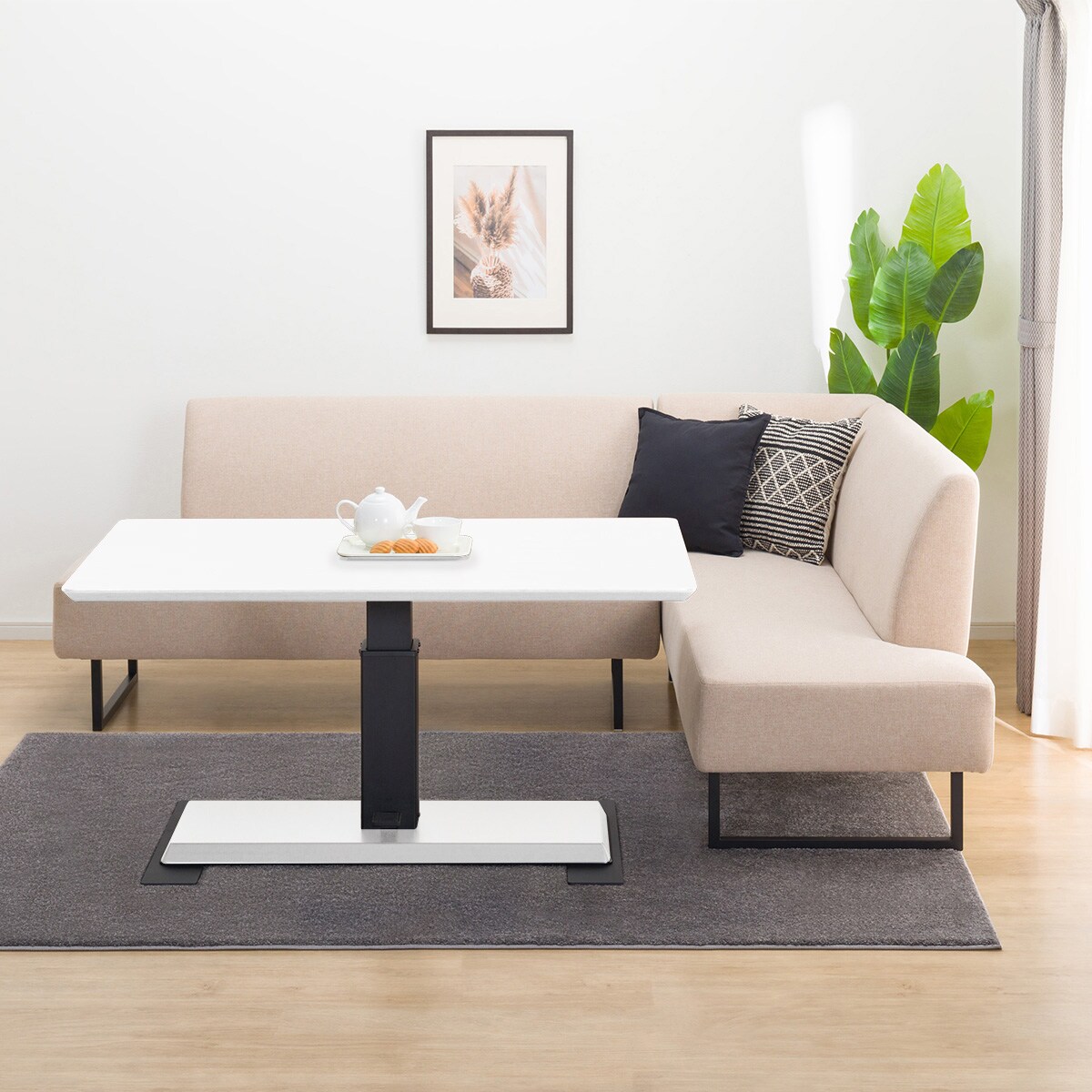 ニトリ　リビングダイニングテーブル 滋賀南部　直接引き取り限定 リビングダイニングテーブル3点セット(LC-004 135 WH/左コーナーソファ