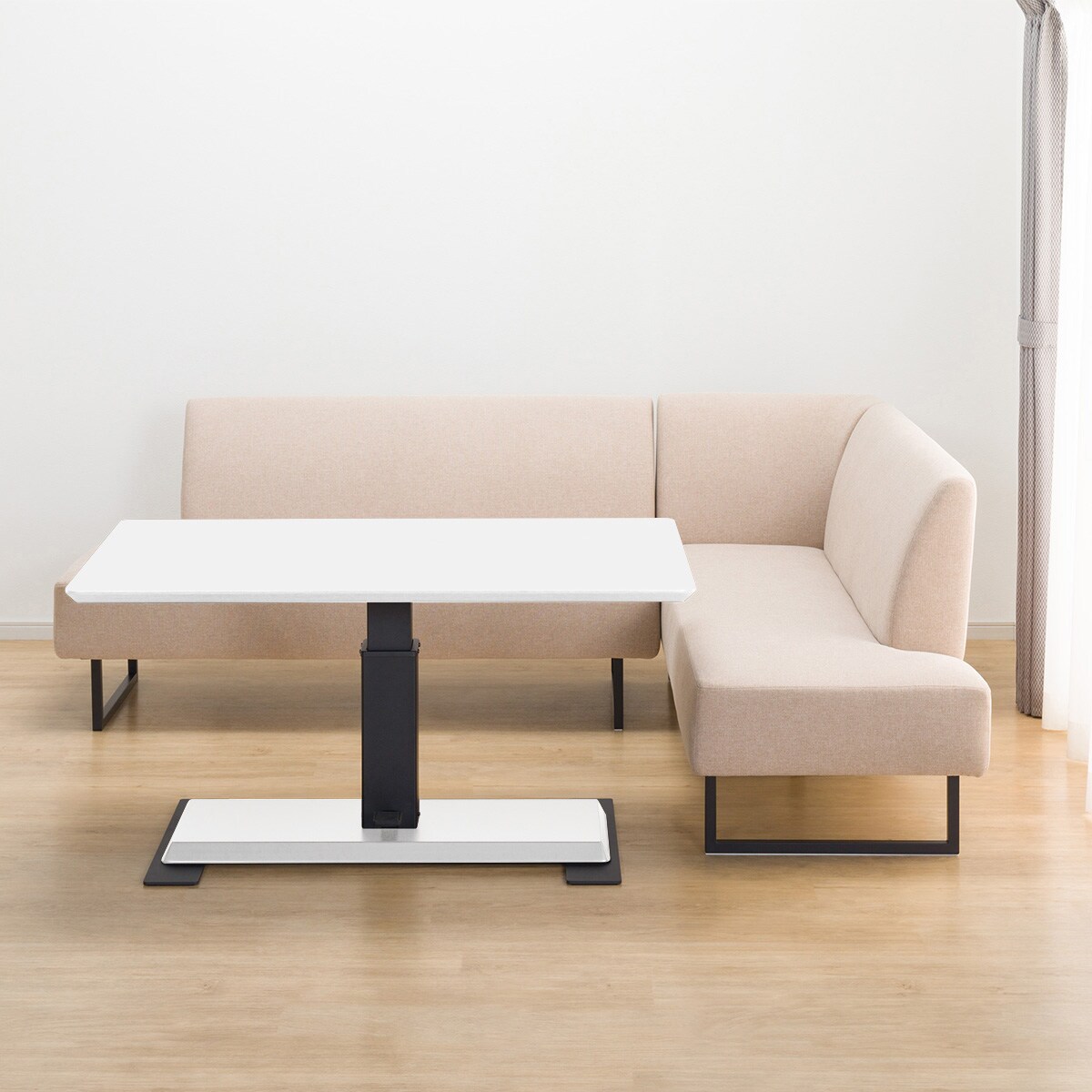 リビングダイニングテーブル3点セット(LC-004 135 WH/左コーナーソファ