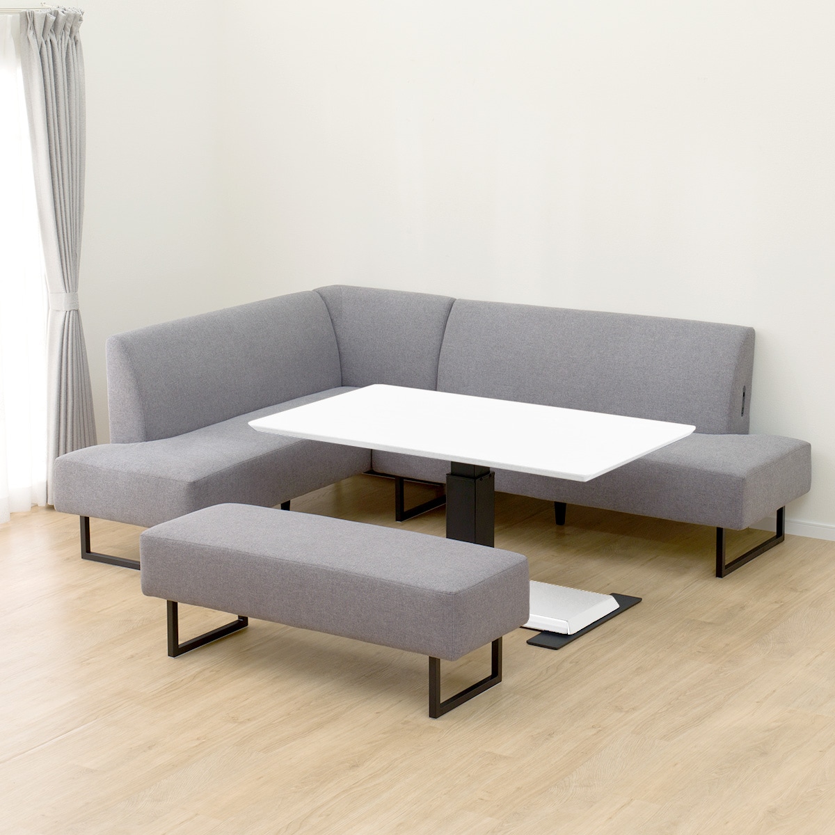 リビングダイニングセット4点セット(LC004 135 WH/右コーナーソファ