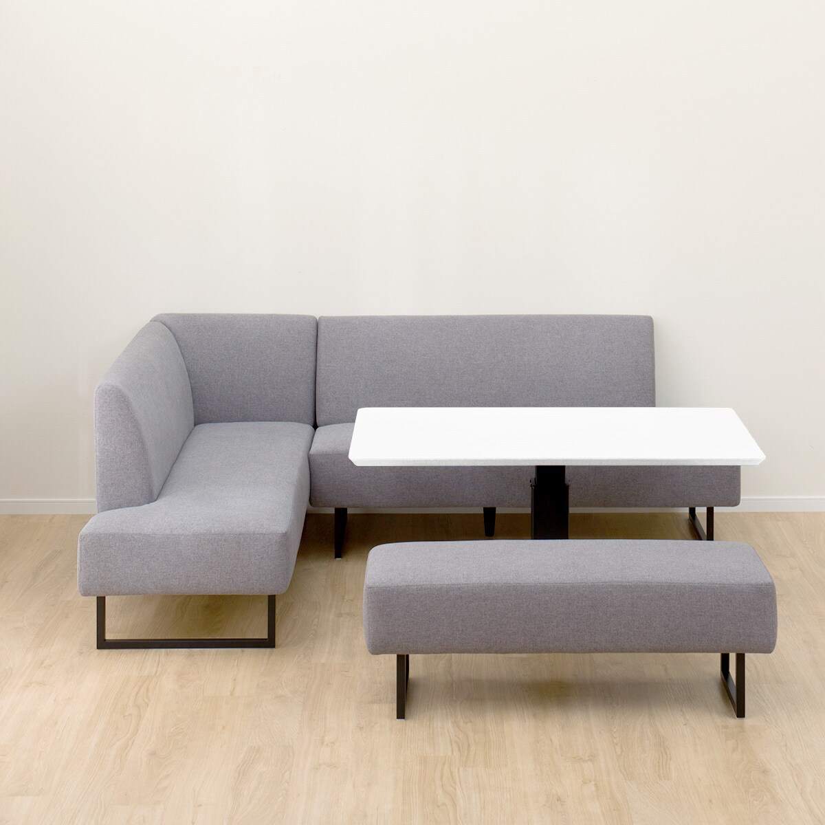 メイ　シェニールダイニングシート　グレー4枚セット リビングダイニングセット4点セット(LC004 135 WH/右コーナーソファ