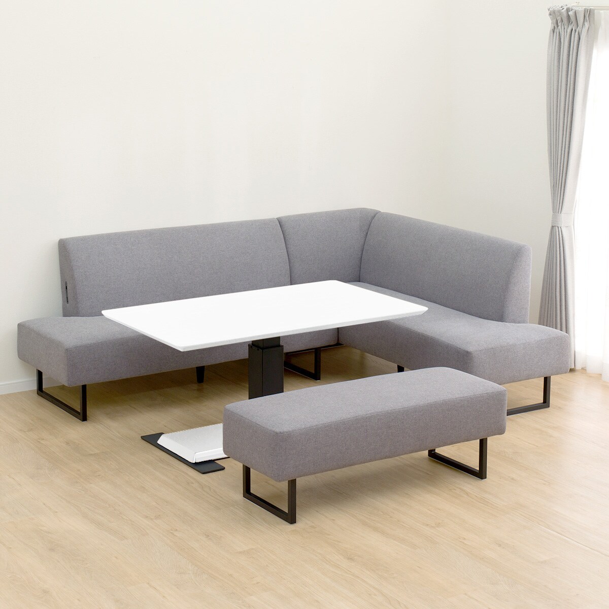 リビングダイニングセット4点セット(LC004 135 WH/左コーナーソファ