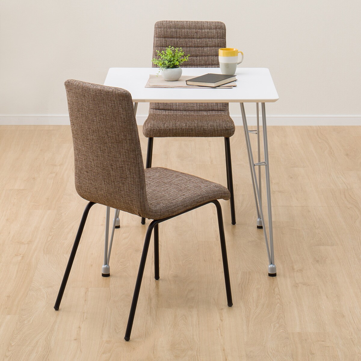 ダイニングテーブル3点セット(DTクーボ3-70WHSI/DCクーボ3布BRBK