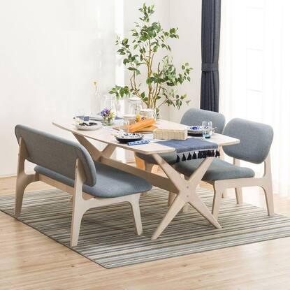 ニトリグラストップダイニングテーブル、スパニッシュチェア4個付き  