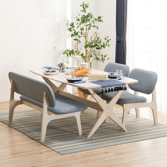 【旧モデル】リビングダイニングテーブル4点セット(LDリラックスワイド160WW/2P・1Pチェア リラックスワイドWW GY) 1枚目画像