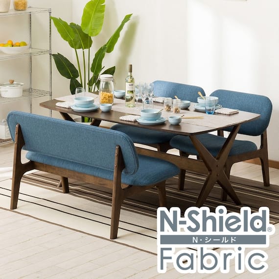 【旧モデル】リビングダイニングテーブル4点セット(LDリラックスワイド160WN MBR/2P・1Pチェア NSF TBL) 1枚目画像